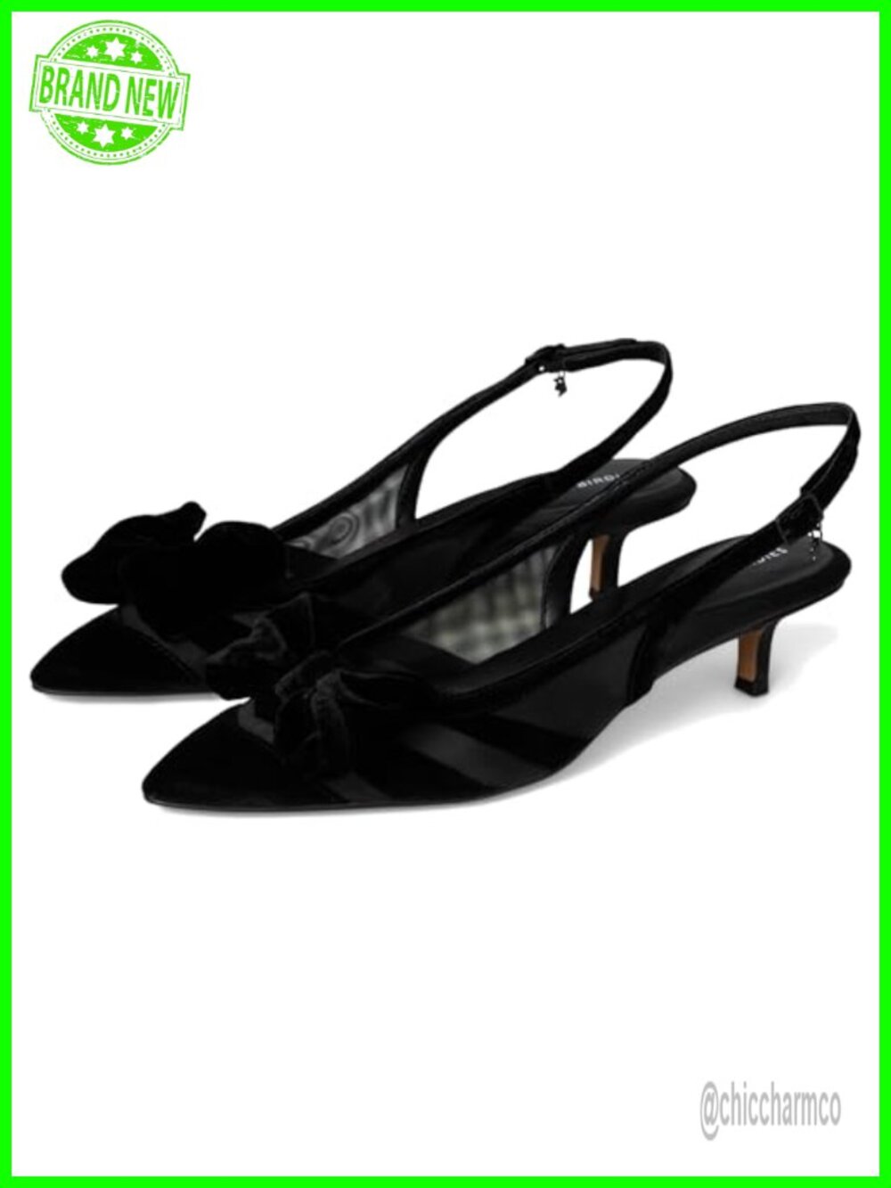 Women's Pointed Toe Kitten Heel Mesh Pump Adjustable Slingback